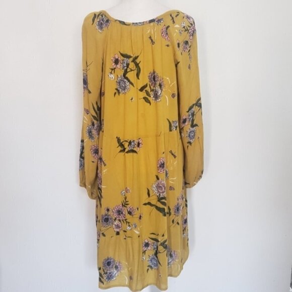 Chic Collection Mustard Floral Boho Dress Sz L - Picture 3 of 8